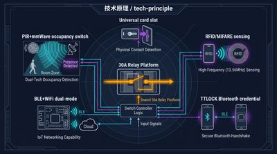 แนวรุ่นสวิตช์คีย์การ์ดโรงแรม: รุ่น Universal RFID TTLOCK และ BLE